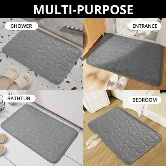 Alfombrilla de baño antideslizante con relieve de adoquines, absorbente, lavable, para bañera, ducha o puerta. Decorativo