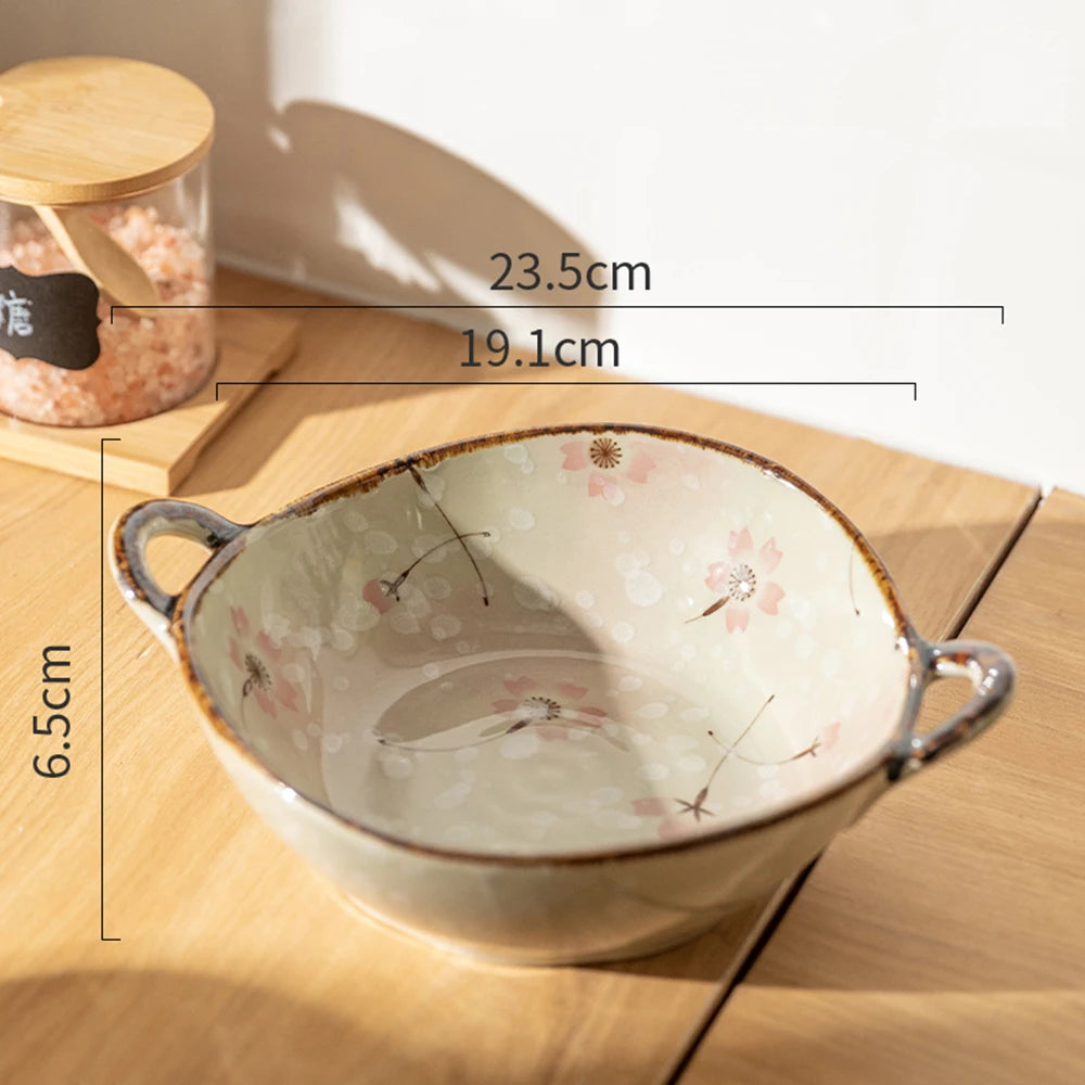 Bol de cerámica japonés de 19 cm para sopa, ensalada o pastas, ideal para el hogar. Apto para microondas y horno