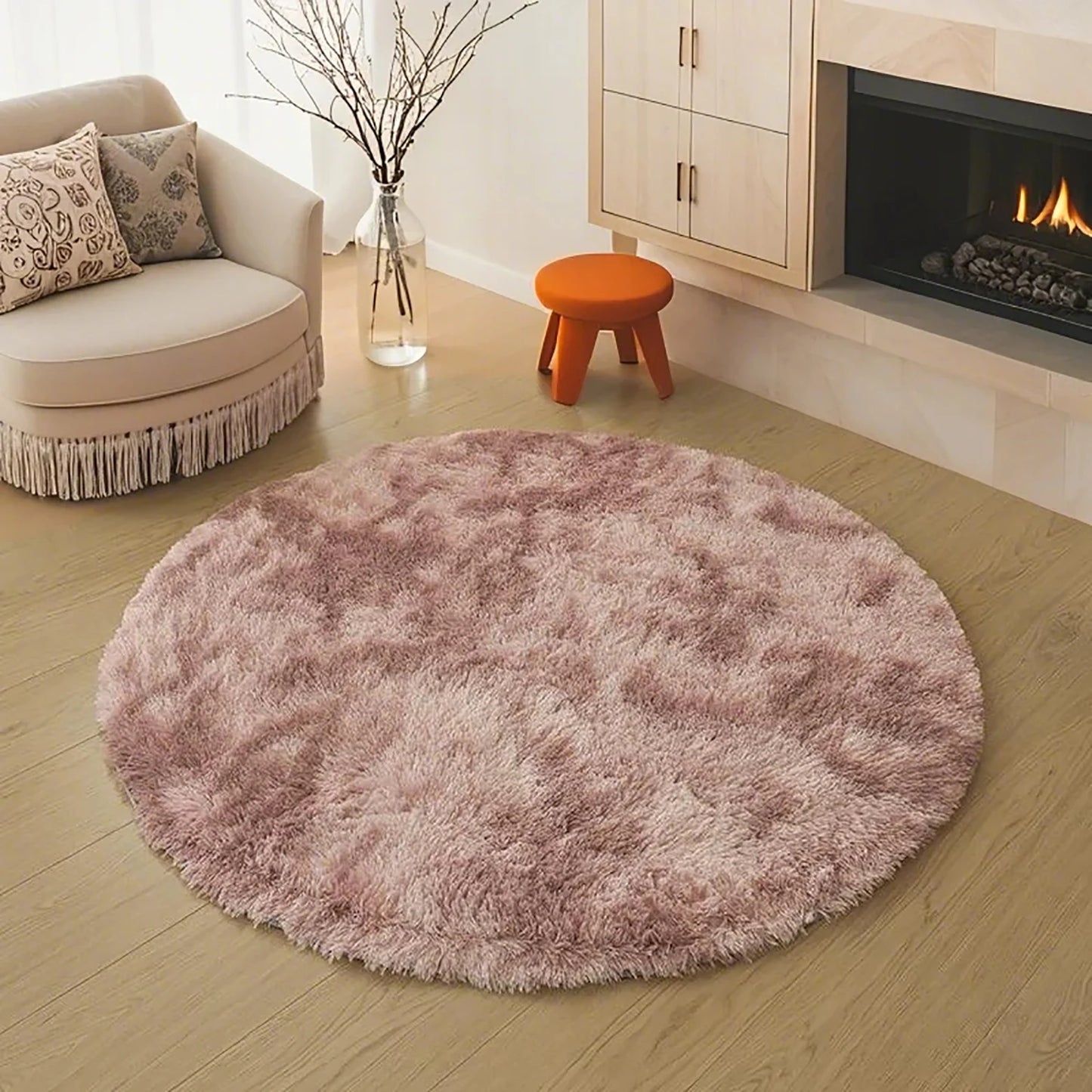 Alfombra suave y mullida para sala de estar, área de sofá, pelo largo para dormitorio, base antideslizante, redonda de felpa para niños, decoración del hogar