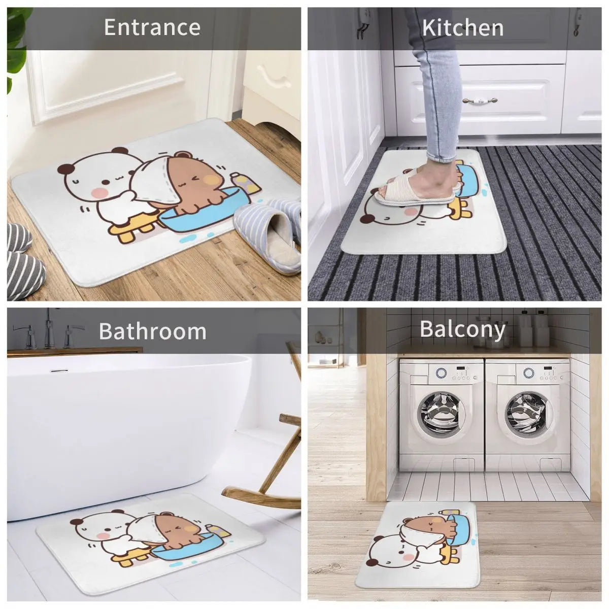 Alfombrilla de baño Bubu And Dudu para ducha, decoración del hogar, con forma de oso, secado rápido, moderna, absorbente y antideslizante