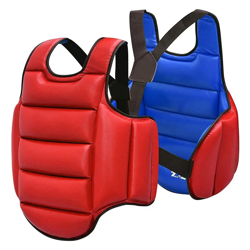 Chaleco protector de pecho reversible para taekwondo, artes marciales, armadura para costillas, entrenamiento de karate, judo y kickboxing