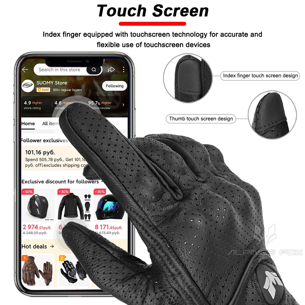 Guantes de cuero vintage para hombre, negros, resistentes al desgaste, antideslizantes, estilo retro para motociclistas