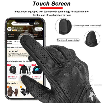 Guantes de cuero vintage para hombre, negros, resistentes al desgaste, antideslizantes, estilo retro para motociclistas