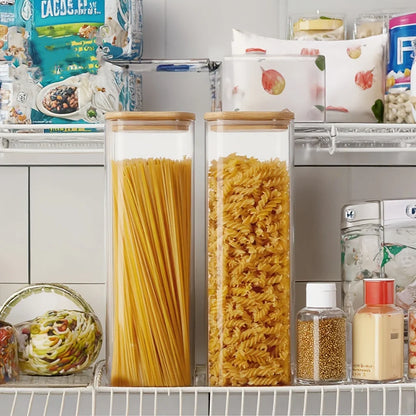 Paquete de 2/4 frascos de vidrio cuadrados de 1450 ml, recipientes de vidrio con tapas, frascos de boca ancha, almacenamiento para pasta, granos, avena, azúcar, galletas, frijoles, juego de frascos herméticos