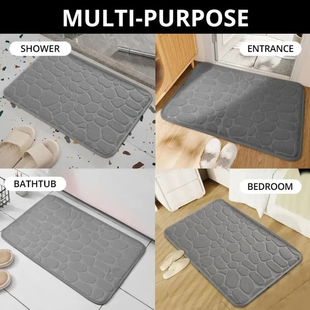 Alfombrilla de baño antideslizante con relieve de adoquines, absorbente, lavable, para bañera, ducha o puerta. Decorativo