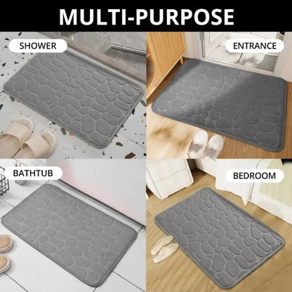 Alfombrilla de baño antideslizante con relieve de adoquines, absorbente, lavable, para bañera, ducha o puerta. Decorativo