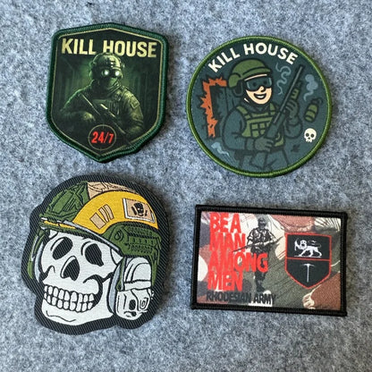 Parche táctico militar con forma de calavera, brazalete, insignia de guerrero, con cierre de velcro para ropa