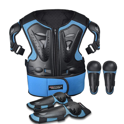 Traje para motociclistas infantiles, equipo para motocross, protector de pecho para niños con coderas y rodilleras