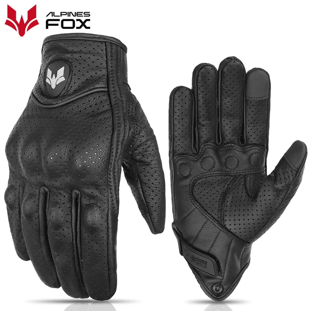 Guantes de cuero vintage para hombre, negros, resistentes al desgaste, antideslizantes, estilo retro para motociclistas