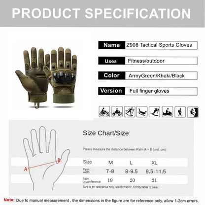 Guantes tácticos de tiro, diseño táctil, protección para fitness, deportes, motociclismo, caza, diseño dedo completo para caminar