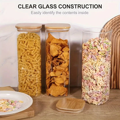 Paquete de 2/4 frascos de vidrio cuadrados de 1450 ml, recipientes de vidrio con tapas, frascos de boca ancha, almacenamiento para pasta, granos, avena, azúcar, galletas, frijoles, juego de frascos herméticos