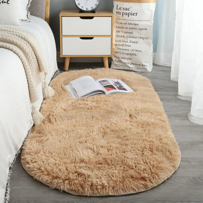 Alfombra ovalada suave y sedosa de felpa VIKAMA, decoración moderna para el hogar, sala de estar, sofá, centro de mesa, dormitorio de niña
