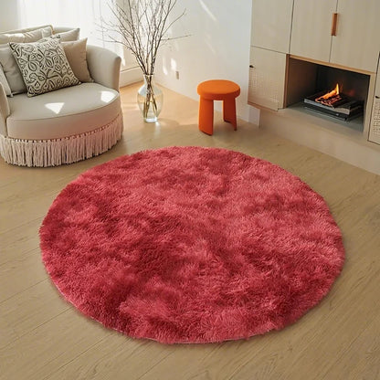 Alfombra suave y mullida para sala de estar, área de sofá, pelo largo para dormitorio, base antideslizante, redonda de felpa para niños, decoración del hogar