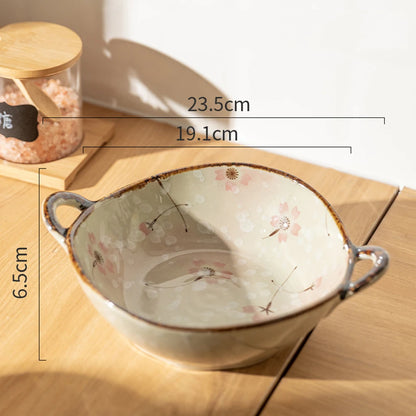 Bol de cerámica japonés de 19 cm para sopa, ensalada o pastas, ideal para el hogar. Apto para microondas y horno