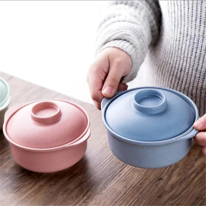 Tazones para fideos instantáneos con tapa, tazones para sopa y arroz caliente, recipientes para comida de estilo japonés