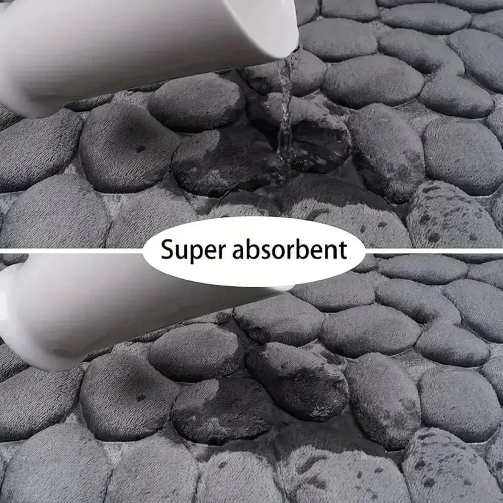 Alfombrilla de baño antideslizante con relieve de adoquines, absorbente, lavable, para bañera, ducha o puerta. Decorativo