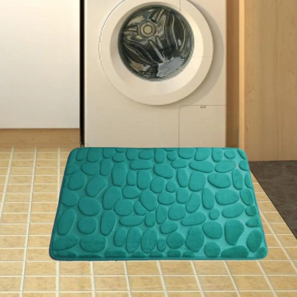 Alfombrilla de baño antideslizante con relieve de adoquines, absorbente, lavable, para bañera, ducha o puerta. Decorativo