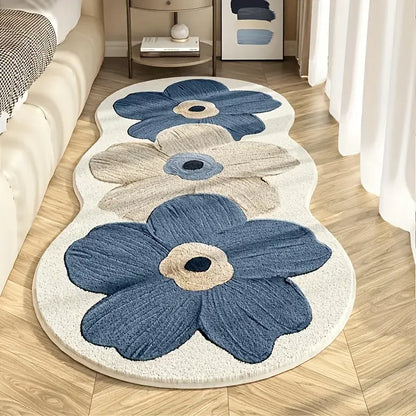 Alfombra sencilla de tiras largas para mesita de noche, imitación cachemir estampado, peluda para dormitorio, antideslizante para ventanal