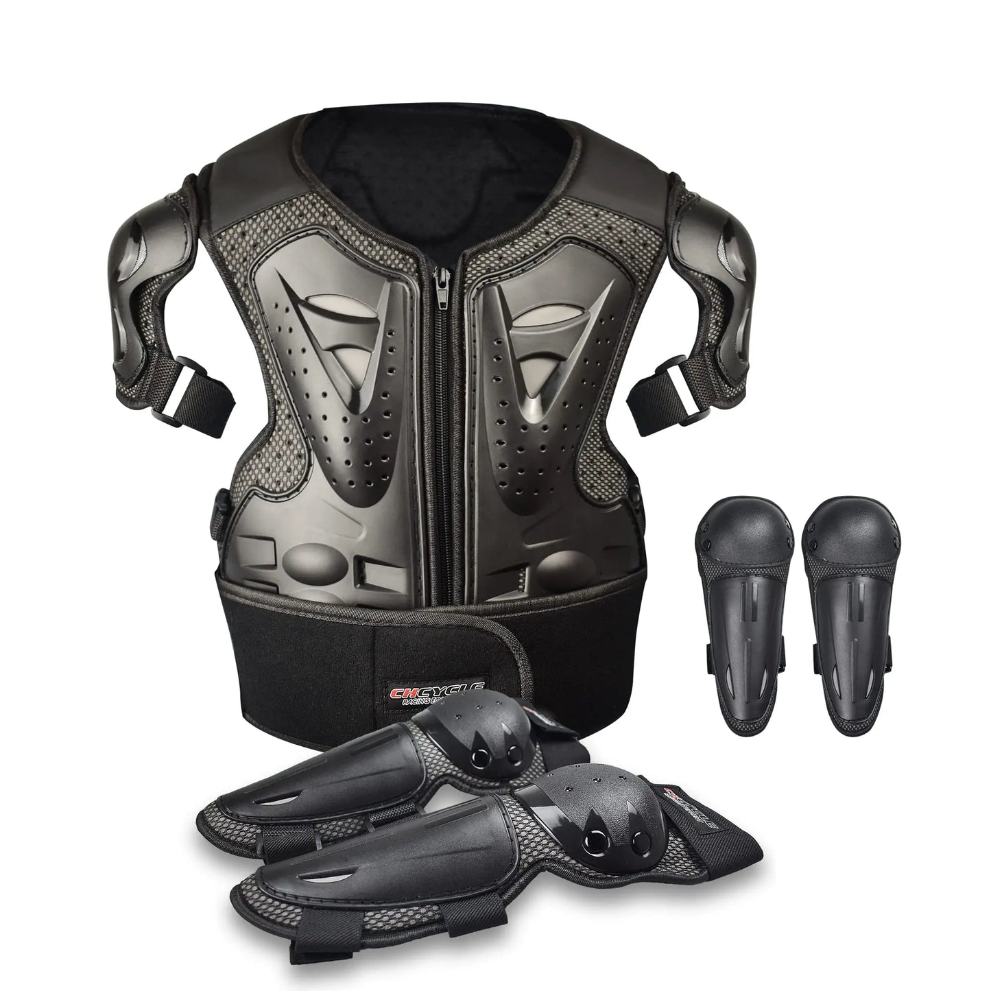 Traje para motociclistas infantiles, equipo para motocross, protector de pecho para niños con coderas y rodilleras