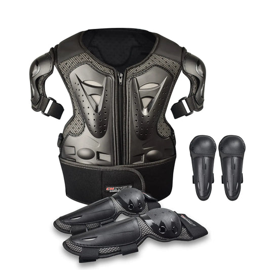 Traje para motociclistas infantiles, equipo para motocross, protector de pecho para niños con coderas y rodilleras