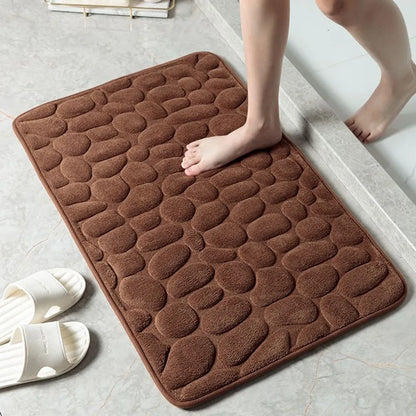 Alfombrilla de baño antideslizante con relieve de adoquines, absorbente, lavable, para bañera, ducha o puerta. Decorativo
