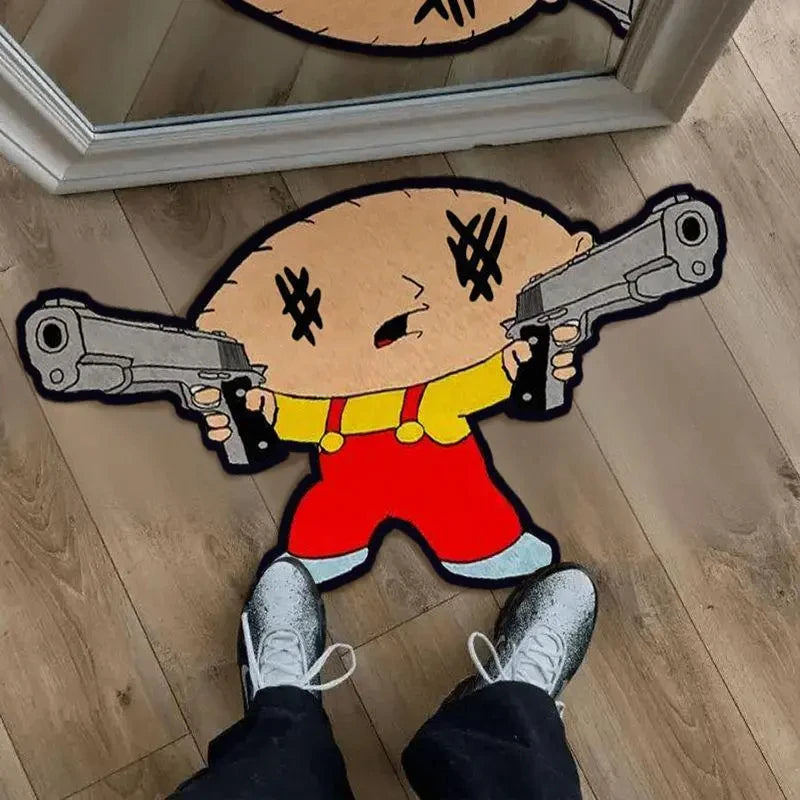 Alfombra VIKAMA con personajes de dibujos animados - Cómoda y cálida - para baño o entrada - Cojín lateral para dormitorio - Decoración del hogar
