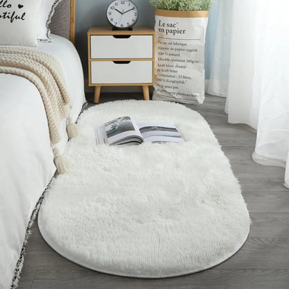 Alfombra ovalada suave y sedosa de felpa VIKAMA, decoración moderna para el hogar, sala de estar, sofá, centro de mesa, dormitorio de niña