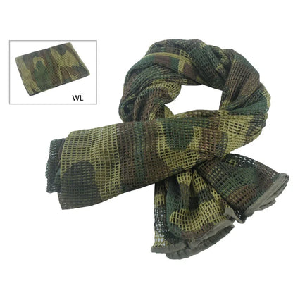 Bufanda táctica de camuflaje, de malla, camuflaje para deportes al aire libre, velo facial de francotirador, juegos de guerra, camping, caza y ciclismo