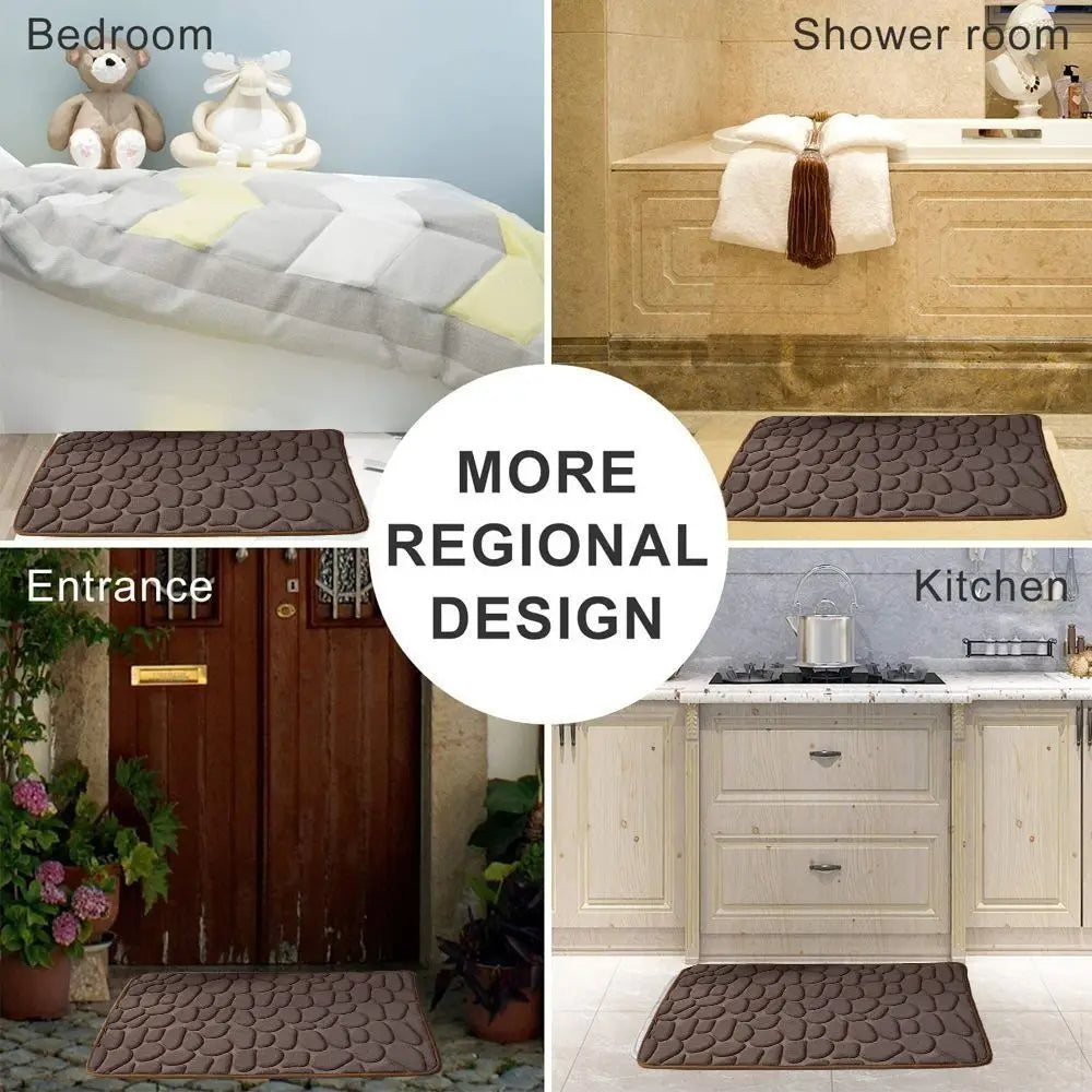 Alfombrilla de baño antideslizante con relieve de adoquines, absorbente, lavable, para bañera, ducha o puerta. Decorativo