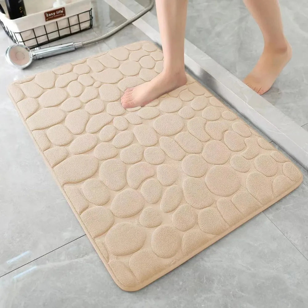 Alfombrilla de baño antideslizante con relieve de adoquines, absorbente, lavable, para bañera, ducha o puerta. Decorativo