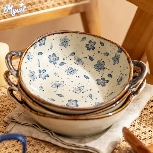 Bol de cerámica japonés de 19 cm para sopa, ensalada o pastas, ideal para el hogar. Apto para microondas y horno