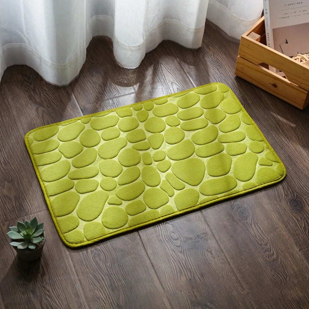 Alfombrilla de baño antideslizante con relieve de adoquines, absorbente, lavable, para bañera, ducha o puerta. Decorativo