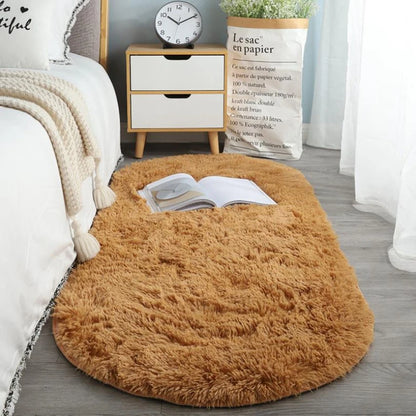 Alfombra ovalada suave y sedosa de felpa VIKAMA, decoración moderna para el hogar, sala de estar, sofá, centro de mesa, dormitorio de niña