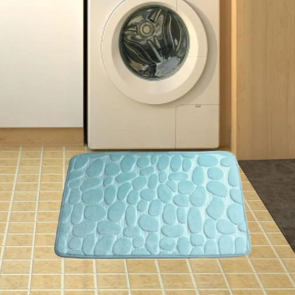 Alfombrilla de baño antideslizante con relieve de adoquines, absorbente, lavable, para bañera, ducha o puerta. Decorativo