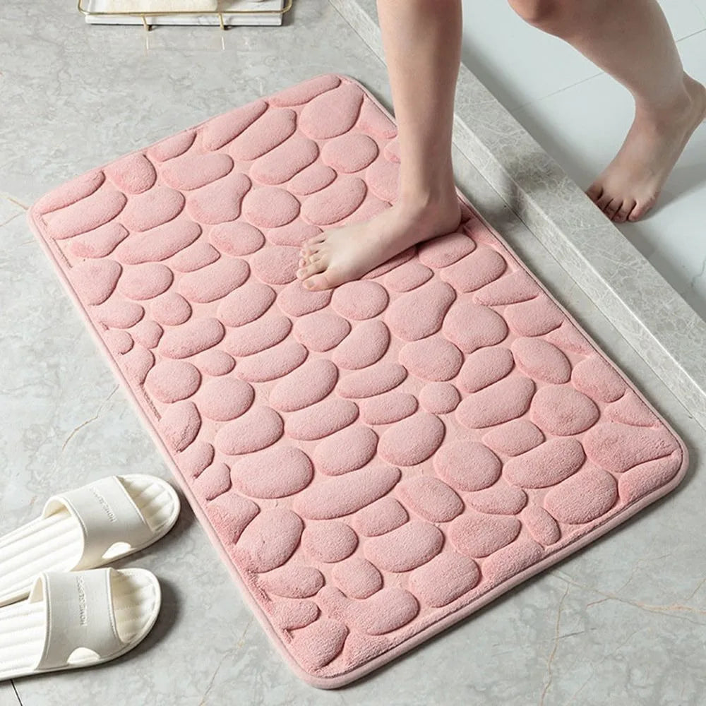 Alfombrilla de baño antideslizante con relieve de adoquines, absorbente, lavable, para bañera, ducha o puerta. Decorativo