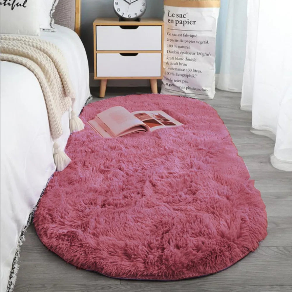 Alfombra ovalada suave y sedosa de felpa VIKAMA, decoración moderna para el hogar, sala de estar, sofá, centro de mesa, dormitorio de niña