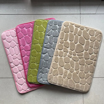 Alfombrilla de baño antideslizante con relieve de adoquines, absorbente, lavable, para bañera, ducha o puerta. Decorativo