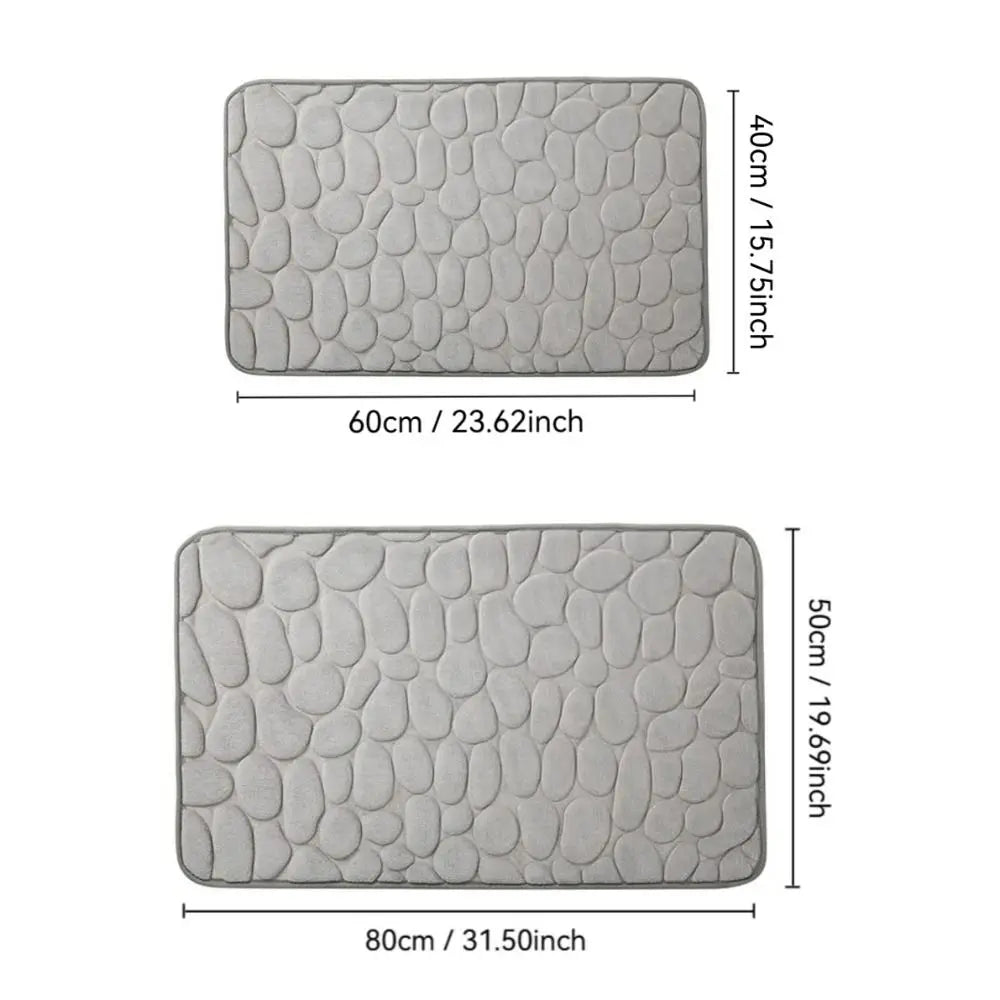Alfombrilla de baño antideslizante con relieve de adoquines, absorbente, lavable, para bañera, ducha o puerta. Decorativo