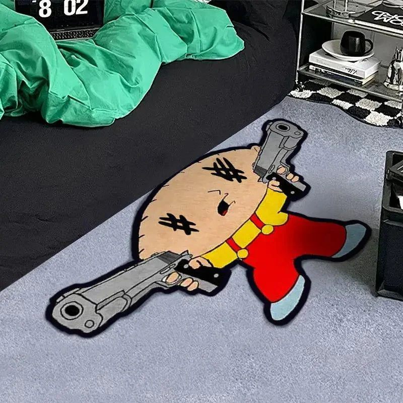 Alfombra VIKAMA con personajes de dibujos animados - Cómoda y cálida - para baño o entrada - Cojín lateral para dormitorio - Decoración del hogar
