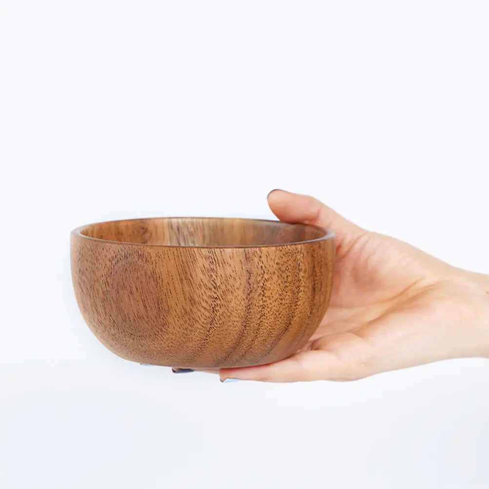 Bol de arroz de madera estilo japonés de 283 ml (10 oz) para fideos, sopa o ensalada. Ideal para el hogar, la cocina y el comedor