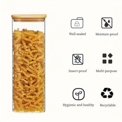 Paquete de 2/4 frascos de vidrio cuadrados de 1450 ml, recipientes de vidrio con tapas, frascos de boca ancha, almacenamiento para pasta, granos, avena, azúcar, galletas, frijoles, juego de frascos herméticos