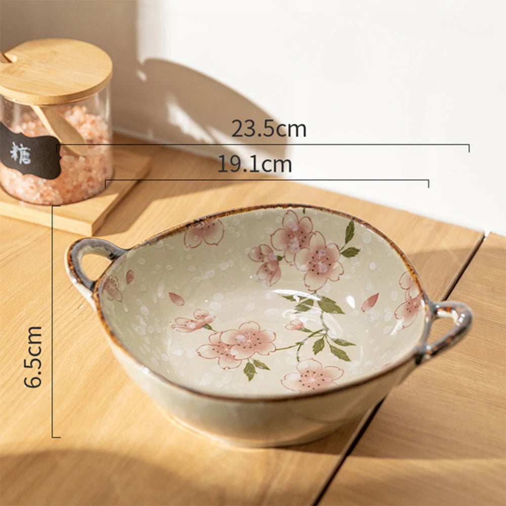 Bol de cerámica japonés de 19 cm para sopa, ensalada o pastas, ideal para el hogar. Apto para microondas y horno