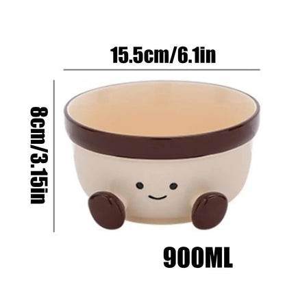 Bol para fideos de cerámica de 900 ml con diseño 3D, resistente al calor