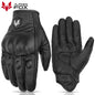 Guantes de cuero vintage para hombre, negros, resistentes al desgaste, antideslizantes, estilo retro para motociclistas