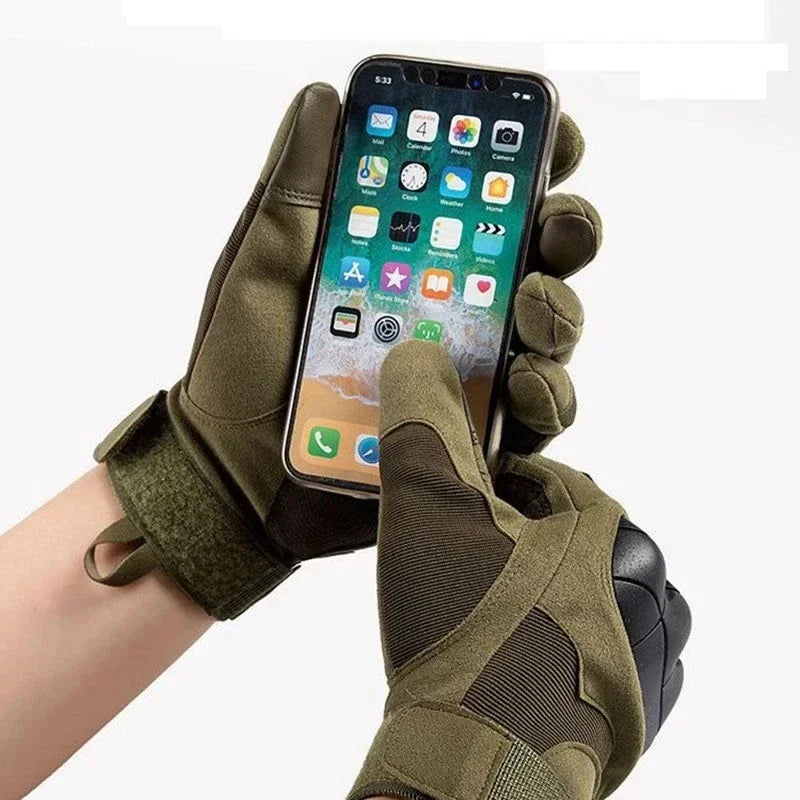 Guantes tácticos de tiro, diseño táctil, protección para fitness, deportes, motociclismo, caza, diseño dedo completo para caminar