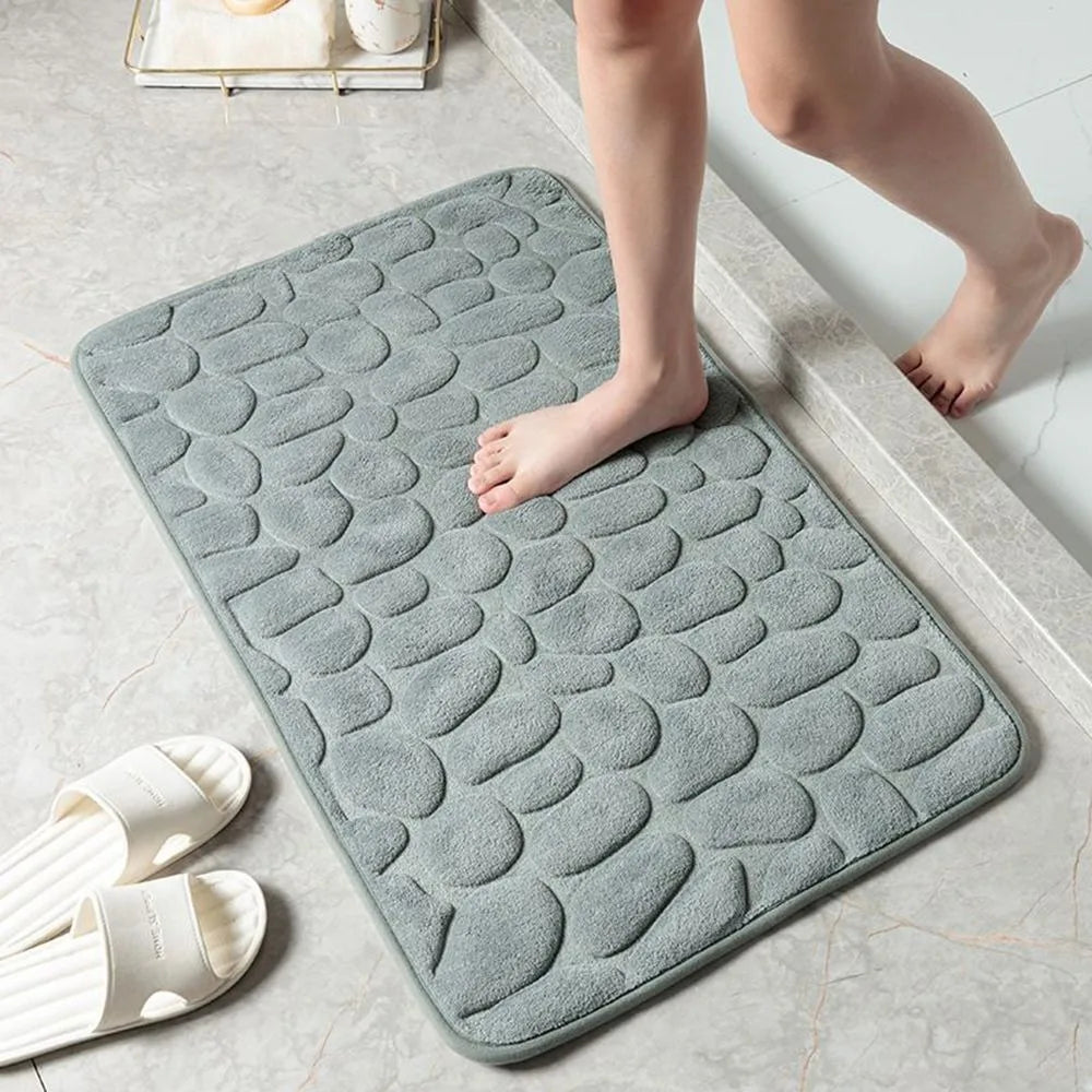 Alfombrilla de baño antideslizante con relieve de adoquines, absorbente, lavable, para bañera, ducha o puerta. Decorativo