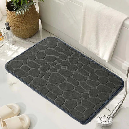 Alfombrilla de baño antideslizante con relieve de adoquines, absorbente, lavable, para bañera, ducha o puerta. Decorativo
