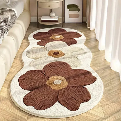 Alfombra sencilla de tiras largas para mesita de noche, imitación cachemir estampado, peluda para dormitorio, antideslizante para ventanal