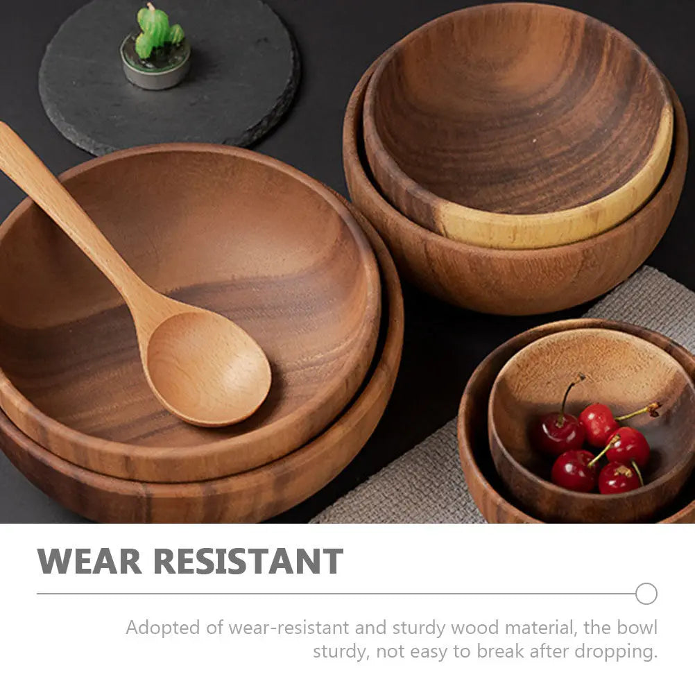 Bol de arroz de madera estilo japonés de 283 ml (10 oz) para fideos, sopa o ensalada. Ideal para el hogar, la cocina y el comedor