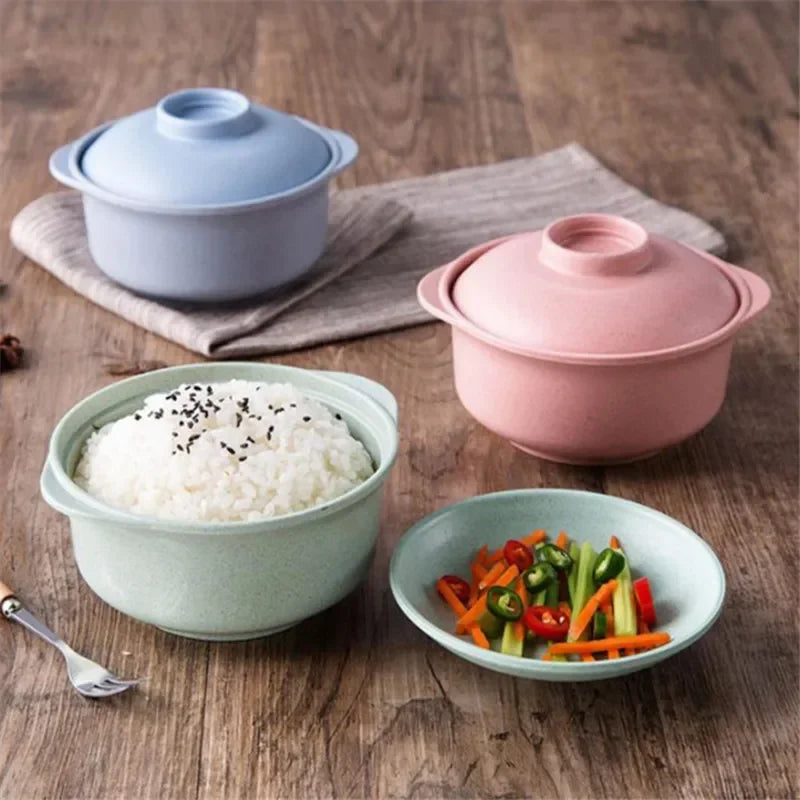 Tazones para fideos instantáneos con tapa, tazones para sopa y arroz caliente, recipientes para comida de estilo japonés